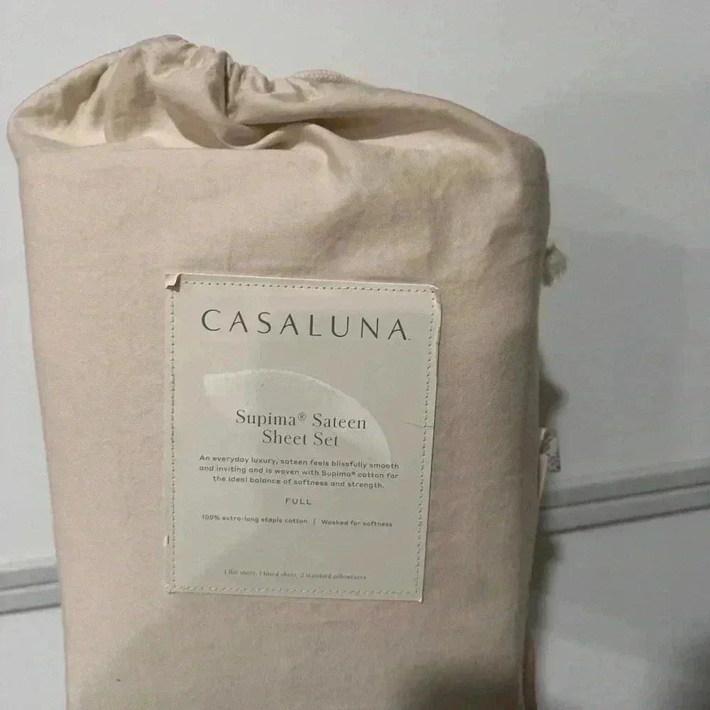 NWT Full 500 Thread Count Washed Supima Sateen Solid‎ Sheets - Casaluna